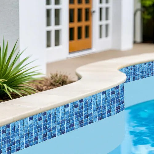 Kit 15 Adesivos Piscina Azulejo Fundo D'agua Azul 100x30cm